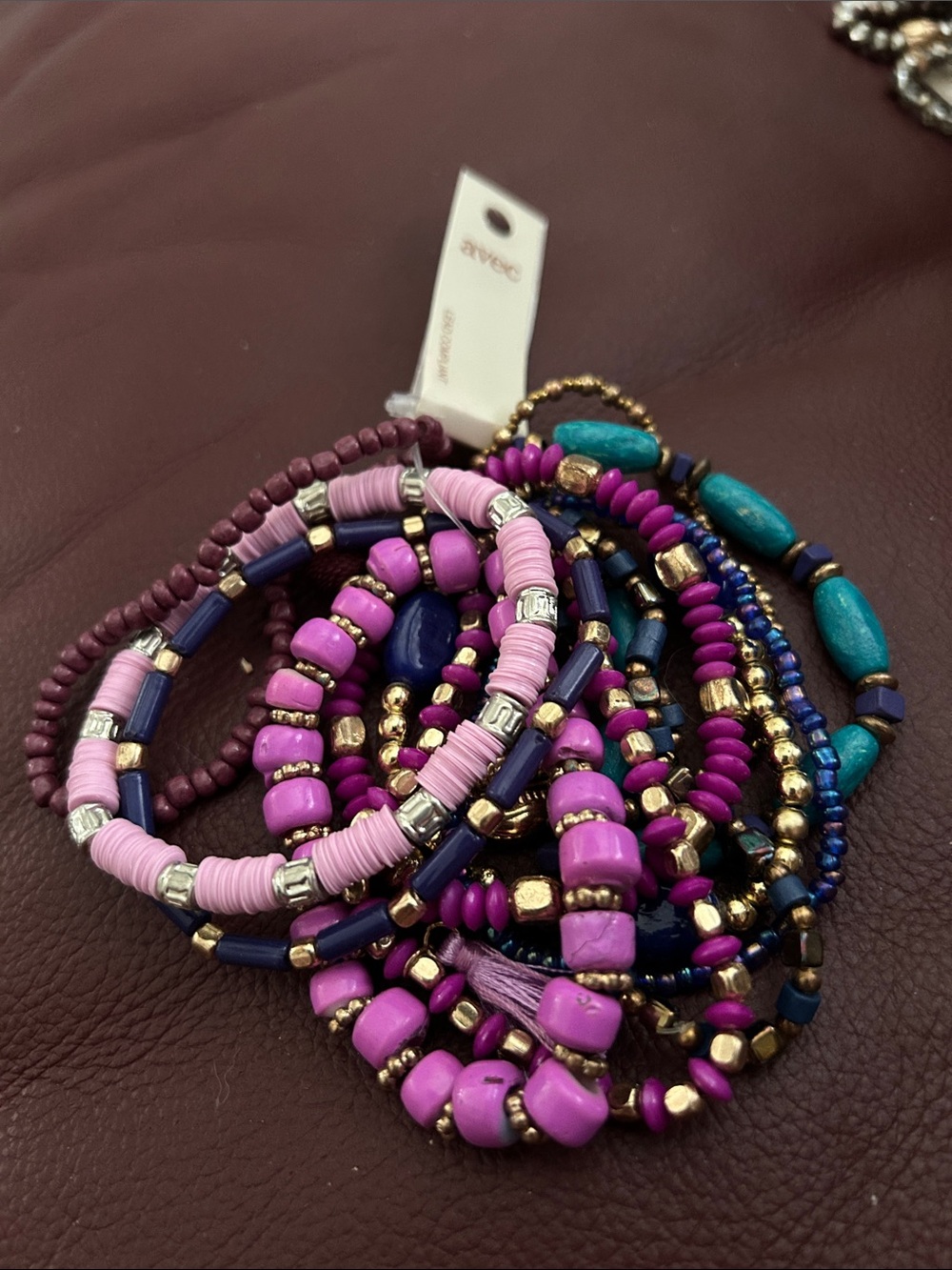 Avenue Pink, Purple & Teal Beaded Stretch Bracelet Stack